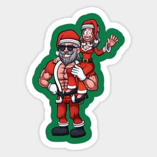 Strong Santa Claus Lifting Mrs Claus Sticker